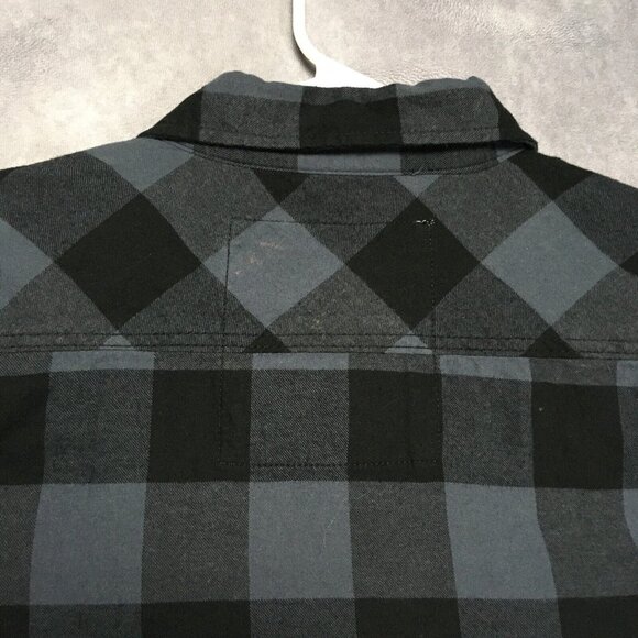 Brandit Mens Flannel Shirt size Large Long Sleeve Button Up Black‎ Blue Check - Picture 15 of 16